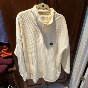 Cream Quilted Women's Sweatshirt LL Bean 3x NWT